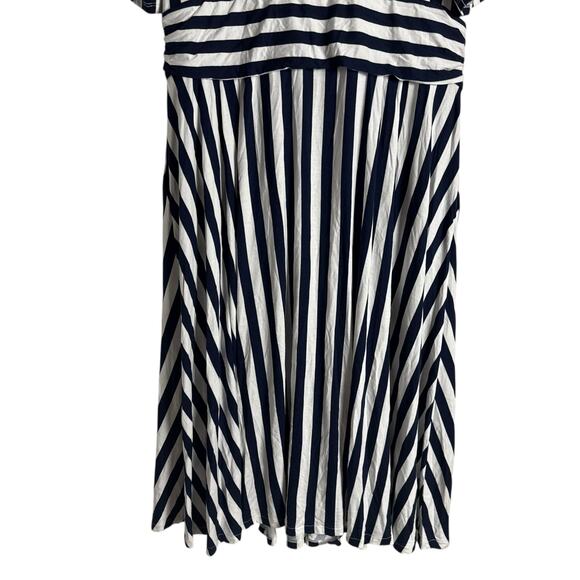 Boden Ponte Panelled French Navy Ivory Striped V-Neck Short Sleeve Tea Dress 20 - Picture 11 of 13